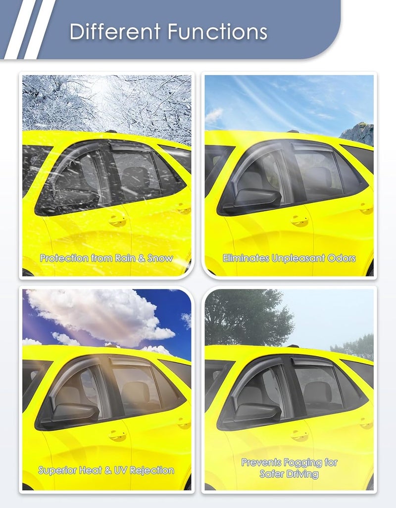 Goholy in-Channel Window Rain Guard for Truck Chevy Equinox 2018-2024 Rain Guards Side Window Visors Low Profile Vent Visor Window Deflectors Vent Shades Car Accessories-4PCS - Image 4